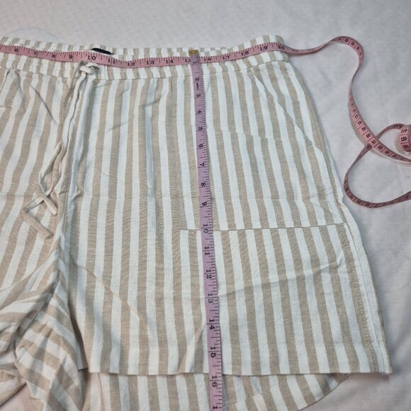 J.Crew Women's Striped linen-blend drawstring Shorts Size XXL Tan White (54) - Picture 9 of 13
